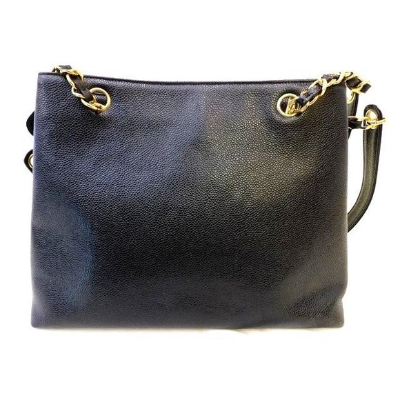 Chanel Turnlock Chain Tote Bag Caviar Skin Black Gold - Picture 2 of 6